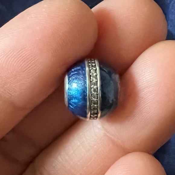 Retired Pandora Midnight Blue Orbit Charm Sterling Silver EUC - Picture 6 of 8